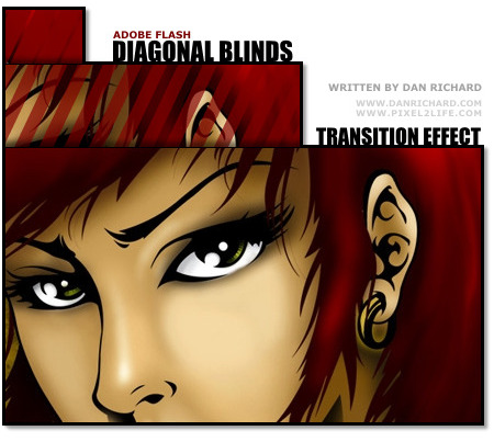 How to create a diagonal opening blinds transition effect for images in Flash